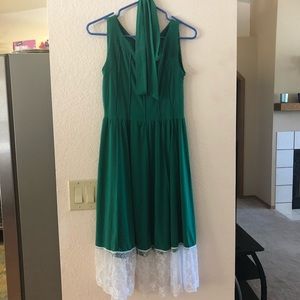 Adorable, classy, flowy dress with lace bottom.